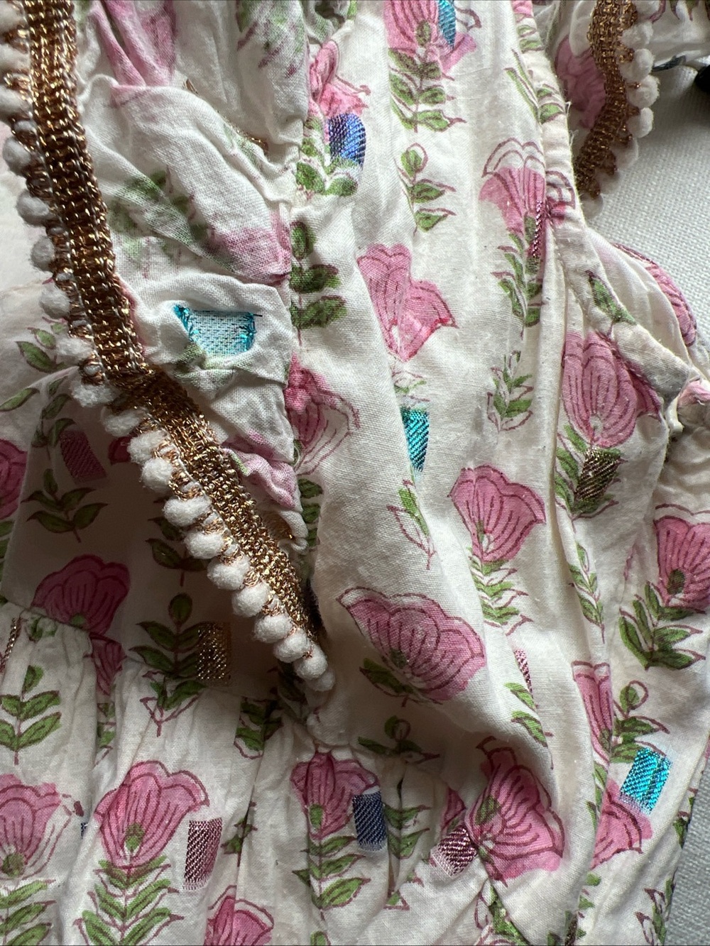 Saylor Block Print Floral Metallic Long Maxi Midi Dress Medium - Picture 11 of 15